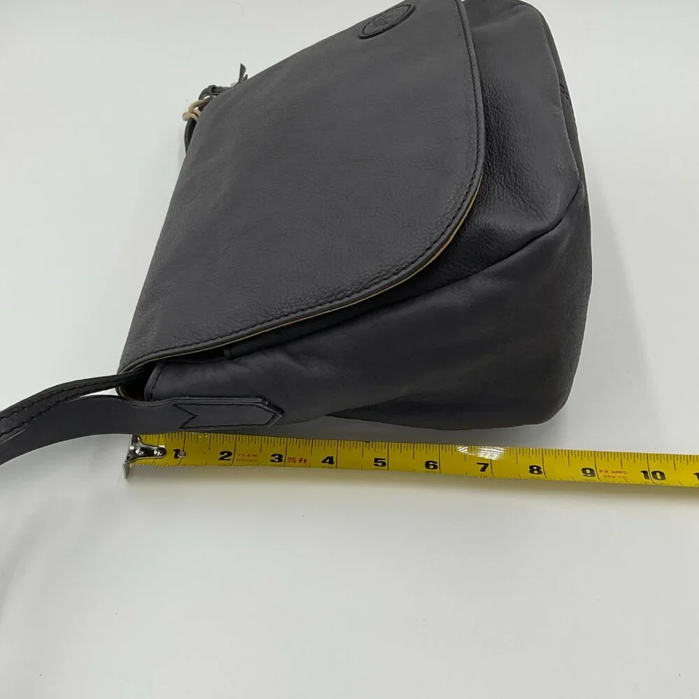 New Timberland Leather Messenger Saddle Bag Black Crossbody Adjustable Strap NWT
